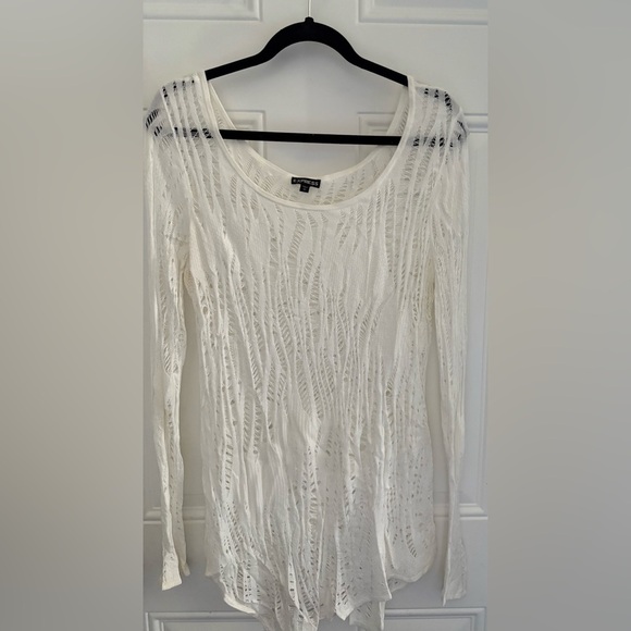 Express Long White Knit Top - Picture 1 of 3